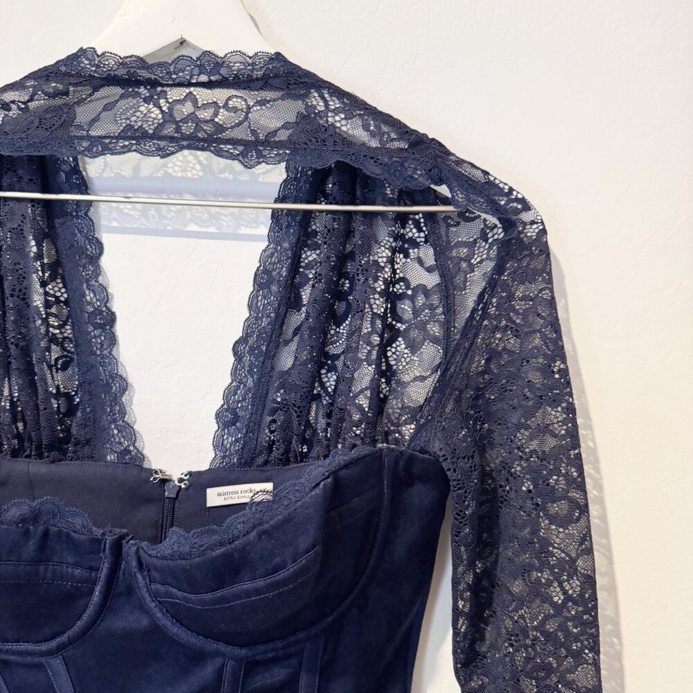 Mistress Rocks House Of CB Corset XS Navy Coquette Romantic Gothic Clubwear Top - Picture 5 of 13